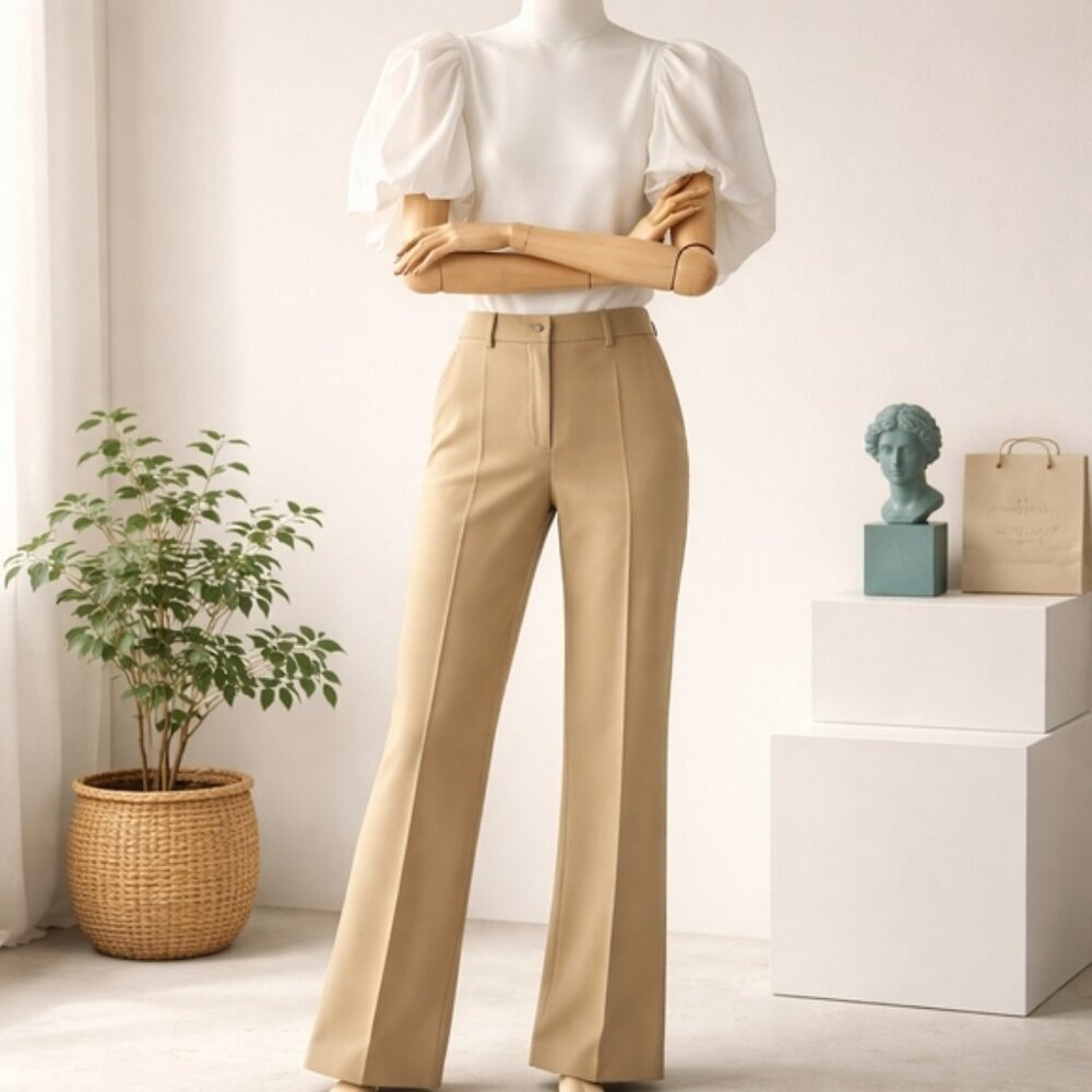 Chico's Silk Linen Blend Beige Dress Pant Trouser SZ 2.5/14